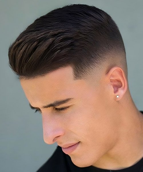 Men's fade haircuts comparison: low, mid, high, taper, skin, & drop fade styles.