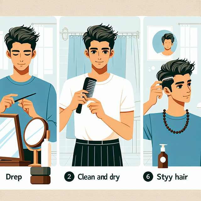 man preparing hair for styling, clean and dry