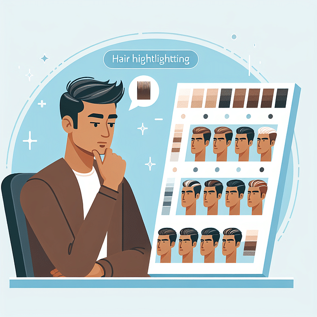 man contemplating highlight styles for short hair