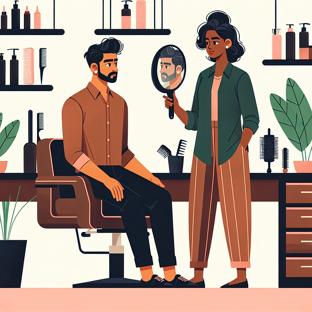 man consulting with a hair stylist