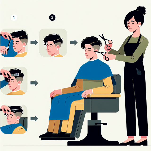 stylist cutting men's bangs