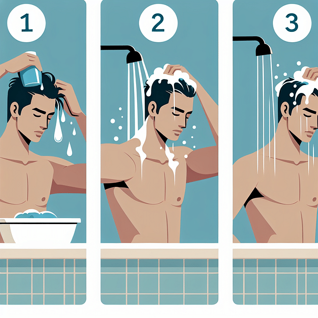 man washing hair