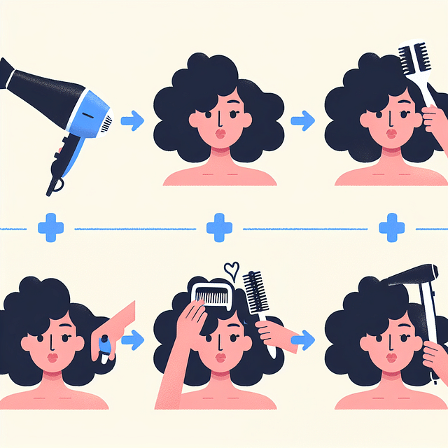 blow drying hair with a comb attachment