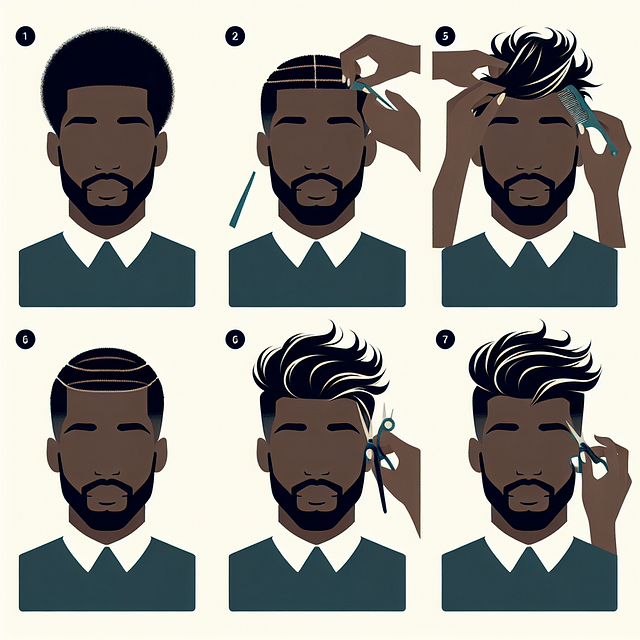 black man's hair being sectioned and clipped