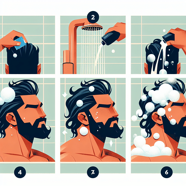 a man washing his hair with moisturizing shampoo
