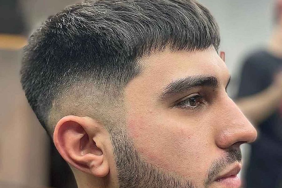 Caesar cut with highlights