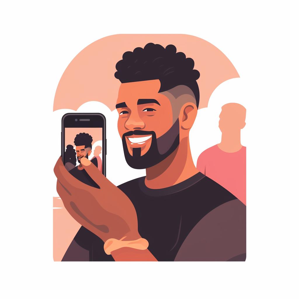 A man showing his barber a picture of a low fade with curly hair on his phone
