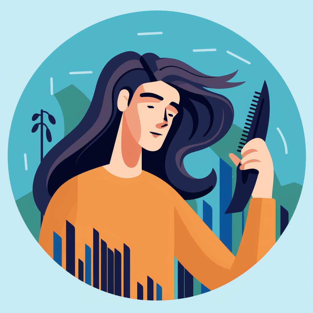 Man styling his long, thick hair with a comb